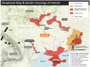 Situational Map and Border Crossings of Interest (last updated 2022-02-28). Source: SRS.
